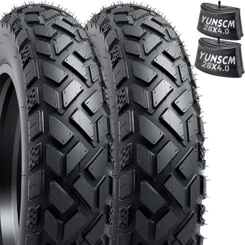 26x4 Fat E-Bike Tires-Heavy Duty High-Performance 26 x 4.0/102-559 and Bike Tubes Compatible with 26x4.0 Electric Bike MTB Mountain All-Terrain Directional Tread Bicycle Tires and Tubes-2 Pcs