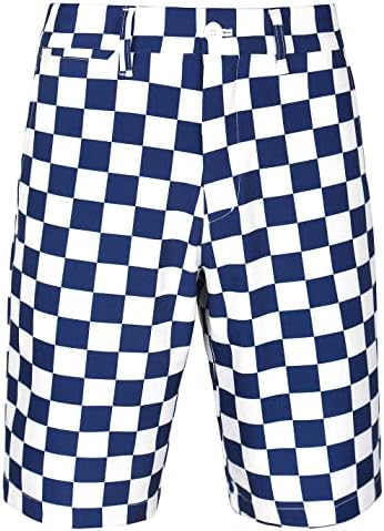 Men's Golf Shorts Stretch Tech Light Relaxed Fit Quick Dry Plaid Performance Twill Short Size 38 Checkered Pattern
