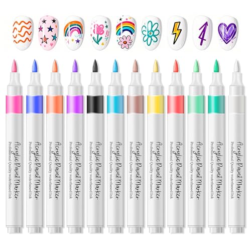 Image of CAHIUYOA 12 Colors Nail Art Pens for Painting Nails,3D Nail Art Markers | Quick-drying,Highly Pigmented,Strong Coverage,Long-lasting Nail Polish Pens,DIY Nail Design for Home Salon