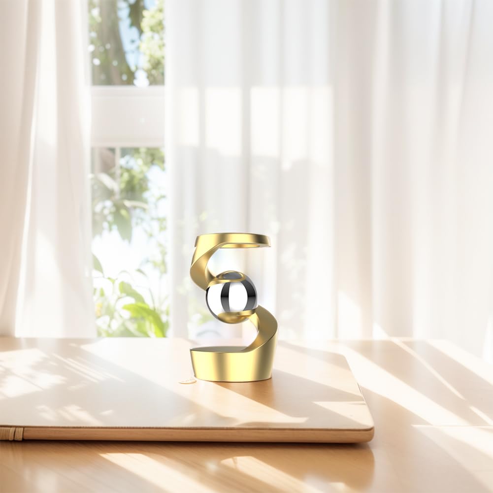 HTU Gravity Defying Kinetic Desk Toy Desktop Suspended Gyroscope Spinners Desktop Floating Gyroscope for Office Desk Decor for Adults - Image 3