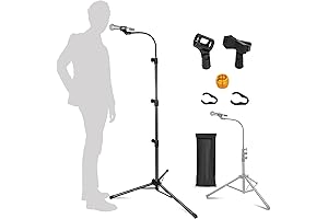 Microphone and Stand for Singing: Boom Microphone Stand Tripod Gooseneck Microphone Stand
