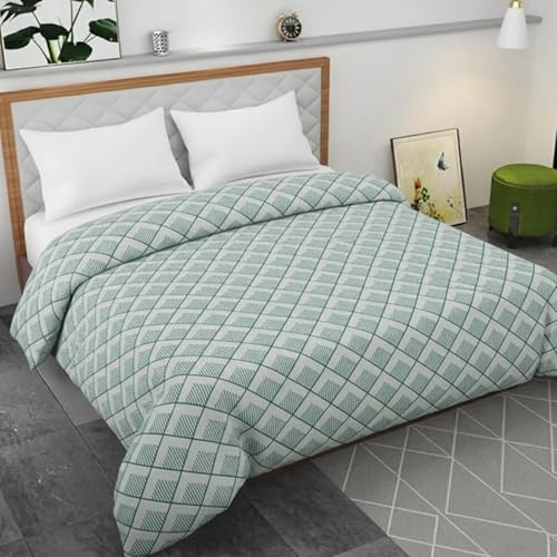 Image of 280 TC Luxurious Glace Cotton Duvet Cover /Comforter Cover /AC Quilt Cover King Size /Dohar /90 X100 Inches - (Green)