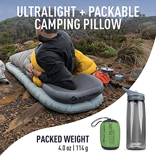 Sea to Summit - Aeros Premium Pillow L - Inflatable Travel Pillow - Soft & Comfy Brushed 50D Polyester - Lock System - Ultra-Sil Stuff Sack - For Backpacking - 42 x 30 x 13cm - Lime Gree - 114g - Image 3