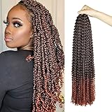 Passion Twist Hair 24 Inch 7 Packs Water Wave Crochet Hair Briads Pre-looped 1B/350 Ombre Ginger Color Braiding Hair Synthetic Crochet Hair For Black Women(24in, 7pack, 1B/350)
