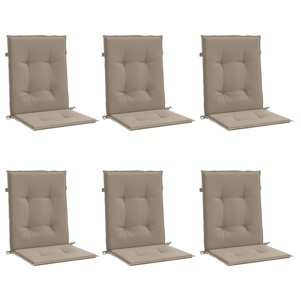 vidaXL Cojines de Sillas de Jardín 6 uds, Almohadas con Respaldo Alto, Acolchados para Sillones, Cojines para Patio, Tela Gris Taupe 100x50x3 cm
