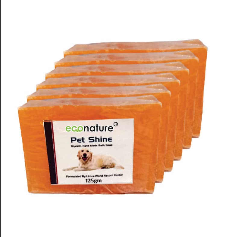 Econature Dog Natural Handmade Dog Soap Antibacterial and Antifungal 125 GM (Pack of 6) (Pet Shine)