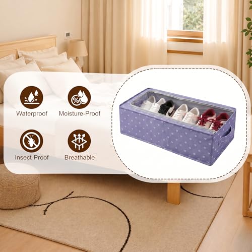 Image of DecorTwist Large Under Bed Storage Box | Heavy-Duty Foldable Organiser with Thick PVC Transparent Cover | Dustproof Storage for Clothes, Shoes, Quilts & Blankets | Home Organizer | Style 2 | Pack of 1