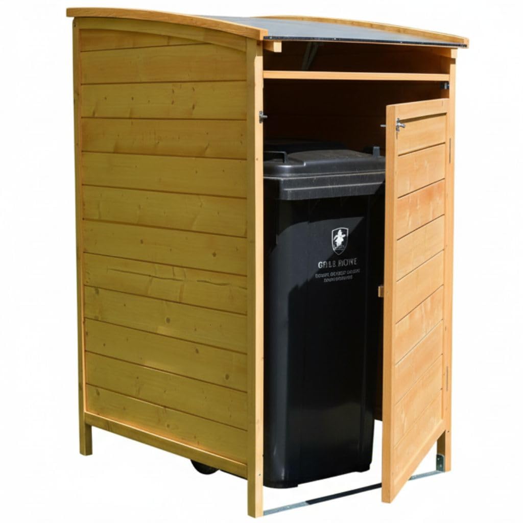 Melko Cache-poubelle simple 120 l en bois 73 x 85 x 127 cm avec paroi arrière