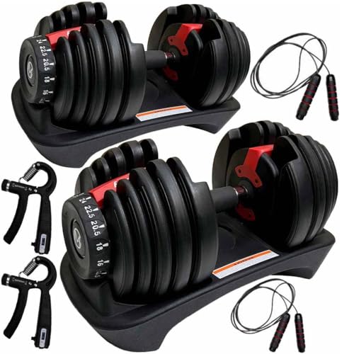 MotionGrey Adjustable Dumbbells Set - Anti-Slip Handles, Quick Ad...