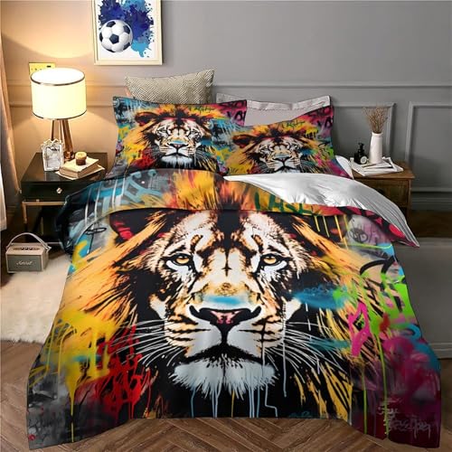 Housse de couette lion hypoallergique en microfibre douce avec zip solide - 6