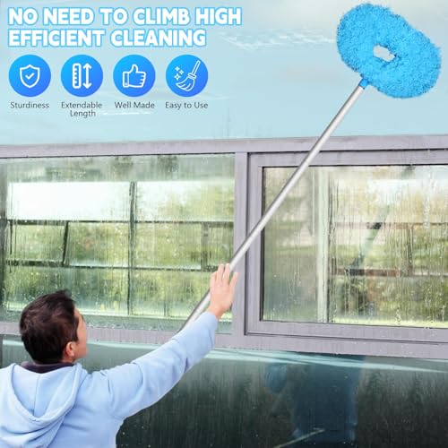 Image of Eunice 2Pack Ceiling Fan Duster with Extension Pole, 13-49.7 Inches Adjustable and Removable Fan Cleaner Blade for High Ceiling, Window Door Furniture (Blue)