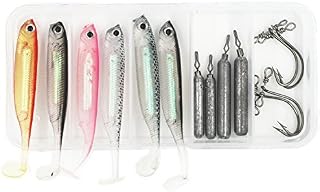 Milepetus Drop Shot Rig Fishing Accessories Kit for Bass, Perch Walley Fishing,Including Drop Shot Weight,Soft Minnow Bait,Drop Shot Hooks