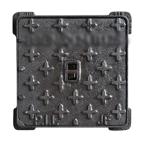 Jardibric - Regard Hydraulique Carré Fonte Ductile 250x250 mm B125 avec Cadre - Plaque Égout Évacuation Eaux Pluviales Passage Voiture