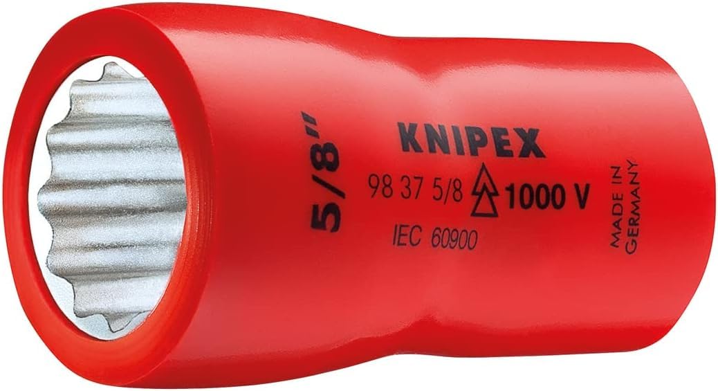 KNIPEX 12-Point Socket with Internal Square 3/8" 43 mm, 98 37 7/16", Red/Silver