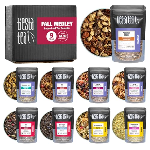 Tiesta Tea Fall Medley Dry Flight Set Herbal Black Chai Fruit 9 Pouches