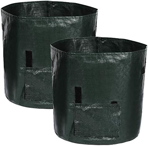 Plant Bags, Garden 2-Pack 7 Gallon Grow Bags/Aeration Heavy Duty Breathable Plant Fabric Pots with Handles and Flap