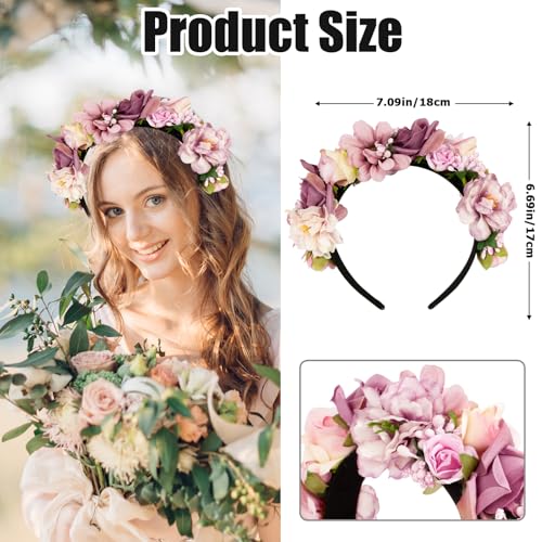 HuaMuDM Headband Dirndl Flowers, Flower Hair Wreath, Flower Headband - Image 2