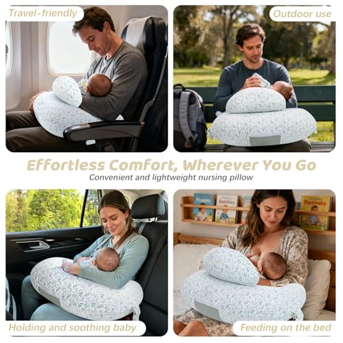 KAKIBLIN Almohada de lactancia, almohadas inflables de lactancia, almohada de alimentación manos libres para aliviar el dolor de espalda con correa para la cintura, almohada de lactancia de viaje - imagen 5