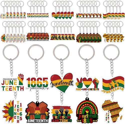 Image of 60Pcs Juneteenth Keychain Gifts Bulk, Freedom 1865 Key Ring Decorations for Women Men Accessories Party Favors Supplies