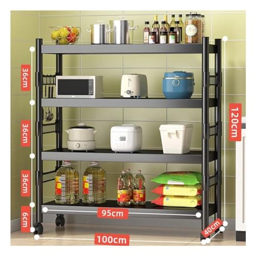 Utility Kitchen Baker's Rack con supporto per microonde a 4 ripiani, carrello per caffetteria, carrello su ruote, salvaspazio, per casa e cucina