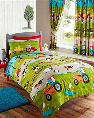 Kids Club Parure de lit Simple avec Housse de Couette pour lit Simple Motif Cochon de la Ferme