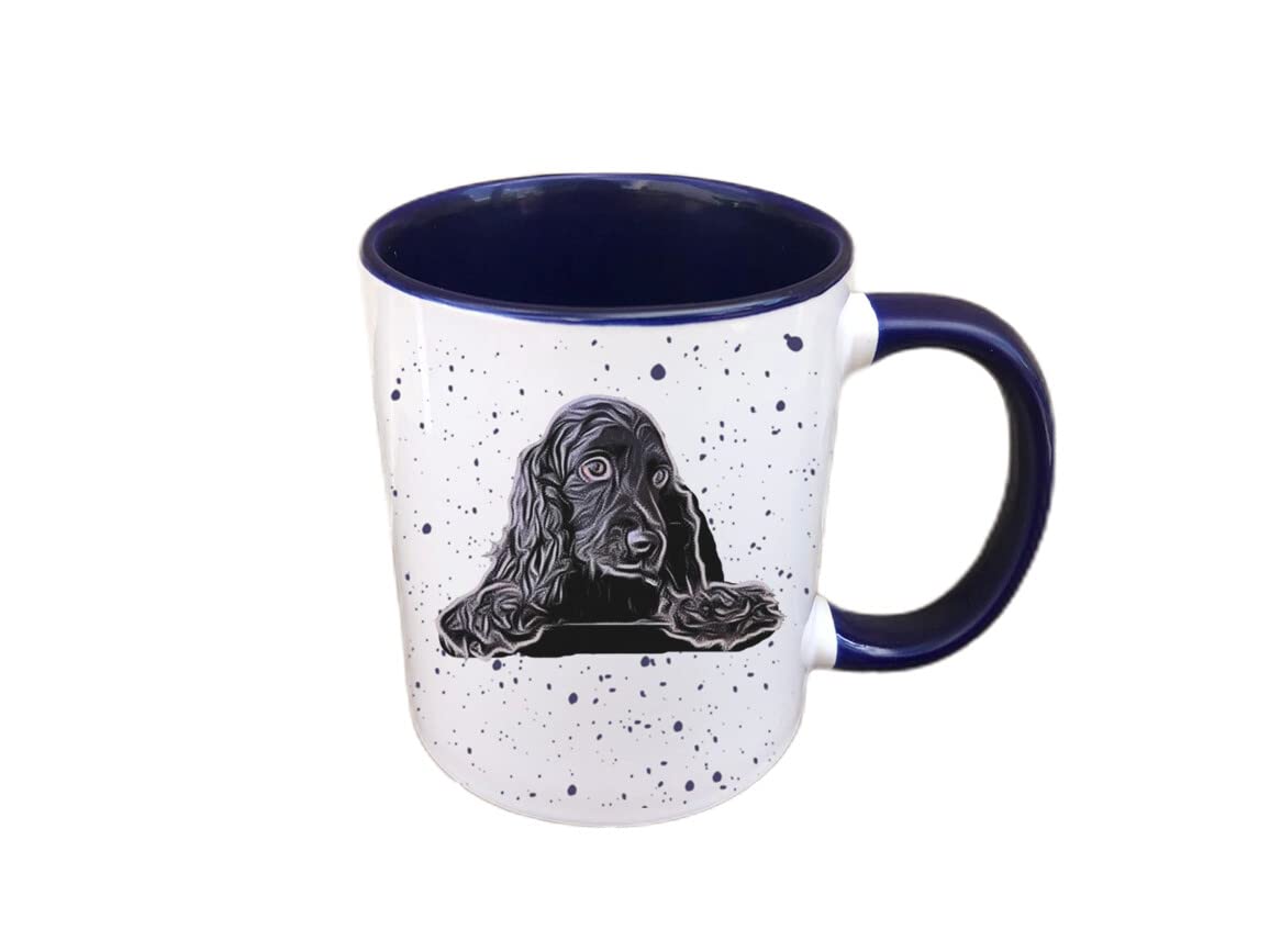 Personalised Black Cocker Spaniel Mug - Gift Present for Dog Lovers - Gifts for Dog Owners - Personalised Dog Mug - Country Style Mug (Blue)
