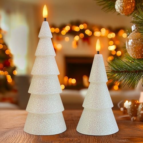 Bougies LED vacillantes en cire véritable blanche avec fonction minuteur auto