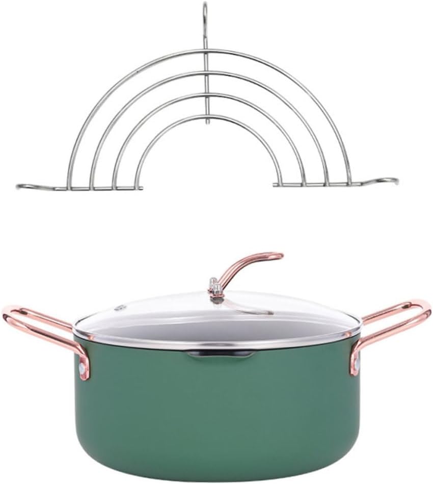 Lurrose Non-stick Food Cooking Pot and 20cm Stockpot with Frying Rack, Household Soup Pot Cookware for Food Preparation Random Color