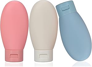 XAMILE 3Pcs Travel Bottle Set Empty Refillable Squeezable Containers Plastic Leak Proof Squeeze Bottles for Travel Toiletries Shampoo 60ml - Multi-colored (3 Pcs Travel Bottle)