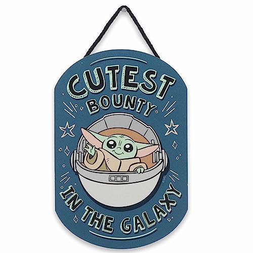 Image of Open Road Brands Disney Star Wars The Child Cutest Bounty in The Galaxy Hanging Wood Wall Decor - Cute Grogu Sign for Kids' Bedroom or Nursery
