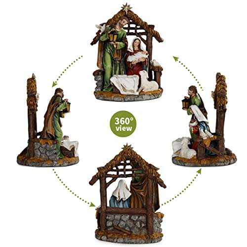 Chrui 5 Inch Nativity Scene Set Holy Family Collectable Decorative, Christmas Tabletop Figure Ornaments, Miniatures Baby Jesus Statue For Tabletop Or Desk Display, Collection, Durable, Long Lasting #TOP2