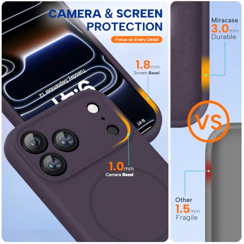 Image of Miracase Magnetic for iPhone 17 Pro Max Case, [Soft Anti-Scratch Microfiber Lining], Compatible with MagSafe, Liquid Silicone Case Shockproof Drop Protection Phone Case for 17 ProMax, Dark Purple