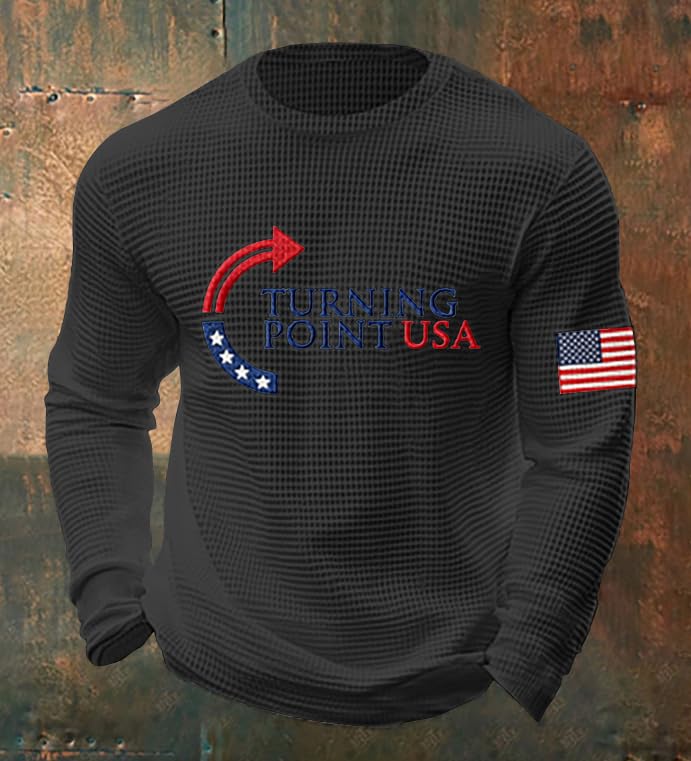 Men's Charlie Kirk This is The Turning Point USA Shirts Casual Long Sleeve T-Shirt A True Patriot American Flag Tops2