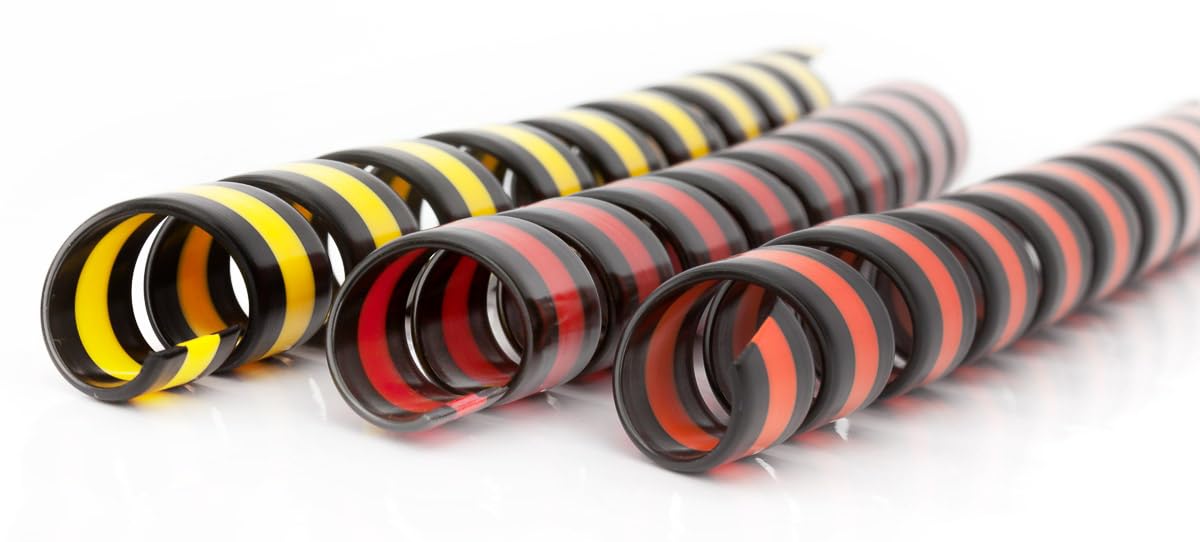 DUO spiralna osłona do węży hydraulicznych Ø 25 mm – ochrona węży hydraulicznych i kabli, odporna na promieniowanie UV, ścieranie oraz elastyczna spirala kablowa, czarno-żółta, długość 6 m
