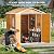 CDCASA 8x6 FT Resin Storage Shed, Waterproof Large Outdoor Shed with Floor & Lockable Door & Window & Vents, Plastic Tool Shed for Outside, Backyard, Patio, Poolside, Wood Grain - Brown