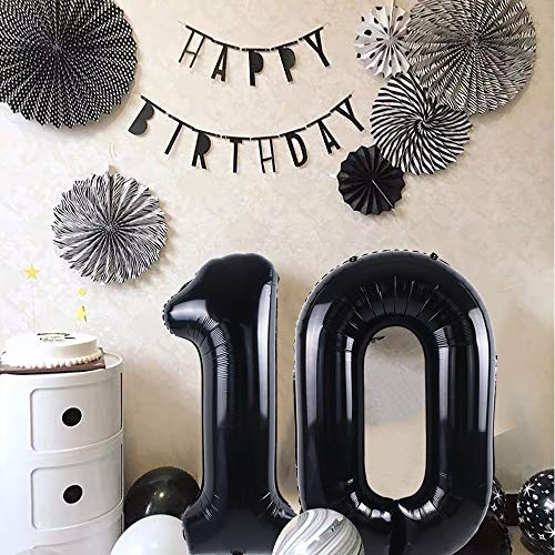 Image of TONIFUL 40 Inch Black Number 40 Balloon Large Foil 40th Birthday Decoration | Black 40 Balloon Number Forty for Milestone Forty Birthday Party 40th Anniversary, Black Birthday Decor for Men Women