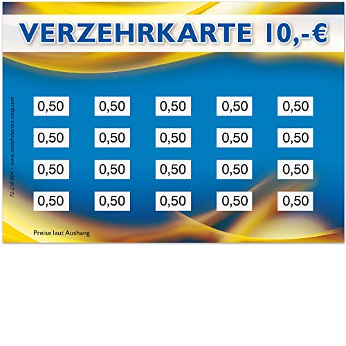 250 Verzehrkarten DIN A7 Gesamtwert 10 Euro praktische Alternative zu Wertmarken für Vereine Gastronomie etc. einfaches bargeldloses Bezahlen