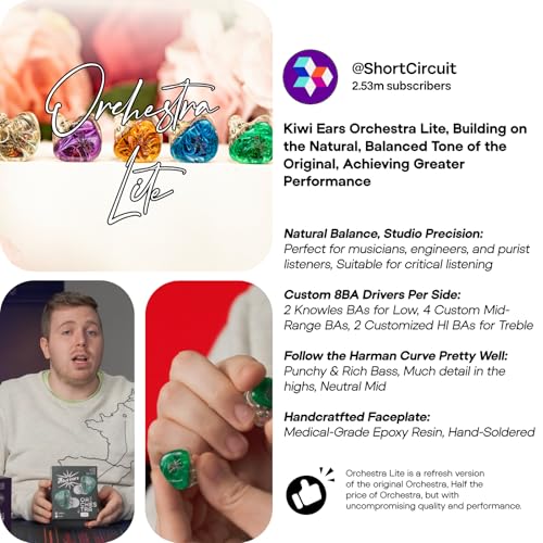 Image of Linsoul Kiwi Ears Orchestra Lite Performance Custom 8BA in-Ear Monitor IEM with Detachable 4-core 7N Oxygen-Free Copper OFC Cable, Handcrafts Faceplate for Audiophile Studio Musician (Purple)