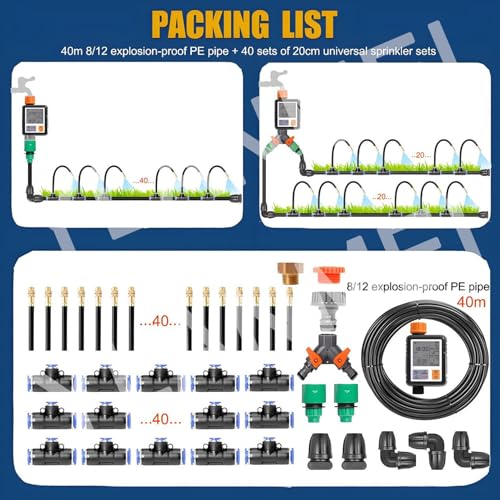 Automatic Drip Irrigation System Kit with Timer - 164ft Garden Watering Solution for Lawn, Flower Beds & Patio - Quick Connector 3/4" & 1/2" Tubing for Outdoor Plants