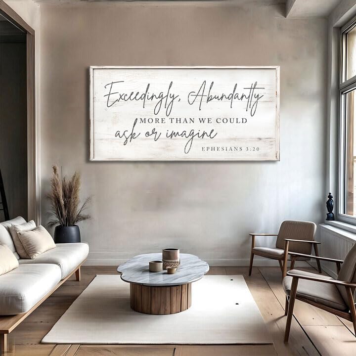TAILORED CANVASES Exceedingly Abundantly More Than We Could Ask Or Imagine Faith Sign Bible Verse Wall Art Christian Scripture Canvas Inspirational Quote Home Decor 10x20