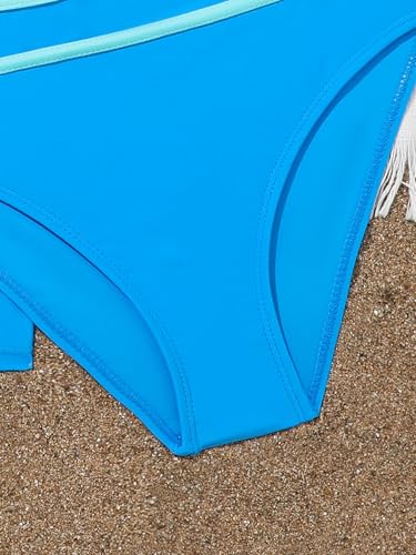 Image of Girls Swimsuits 3 Piece Bathing Suit Bikini Set with Sporty Shorts and Sunglasses Beach Swimwear for Girl 8-15 Years