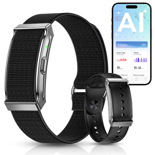 Pulsera de Actividad sin Pantalla Hombre Mujer, Smart Band con Análisis de IA, SpO2, Pulsómetro, Sueño, 120+ Modos Deportivos, Calorías, IP68 Podómetro, Pulsera Inteligente sin Suscripción, Negro