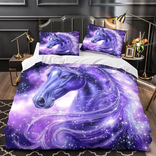 Housse de couette microfibre ultra douce impression 3D cheval pourpre - 2