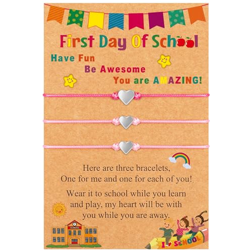 Image of EOBOH First Day of School Bracelet Mommy and Me, Prek Matching Wish Bracelets Set, Adjustable Bracelet for Boys Girls Gifts Stuff Bulk