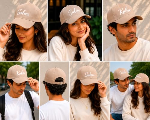 Image of AICA Personalised Name Cotton Cap for Men & Women � Black, Free Size | Gifts for Men & Women