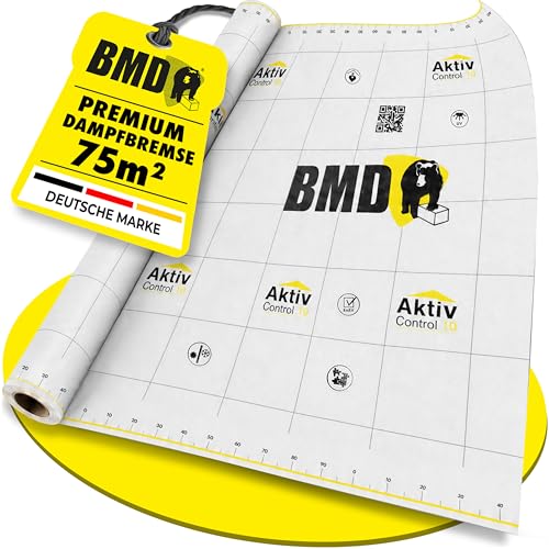 BMD Aktiv Control Dampfbremse | 1,5m x 50m | 75 m² | diffusionsfähige Dampfbremsfolie | gemäß DIN 4108 und ENEV | Neubau | Sanierung
