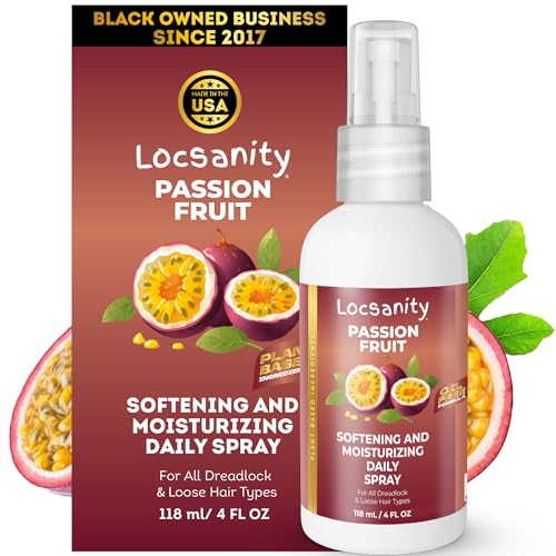 Loc Spray - Locsanity Daily Moisturizing Refreshing Spray for Dreadlocks Locs Sisterlocks - Passion Fruit Hair and Scalp Moisturizer for Dry Locs Braids - Lightweight Plant-Based Care (4 fl oz)