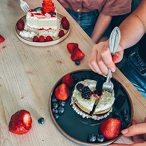 Mora Ceramic Flat Plates Set Of 6 - 8 In - The Dessert, Salad, Appetizer, Small Lunch, Etc Plate. Microwave, Oven, And Dishwasher Safe, Scratch Resistant. Kitchen Porcelain Dish - Assorted Neutrals #TOP5