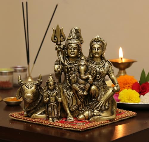 Image of ESPLANADE Brass Shiv Pariwar - Shiva Family - Shiv Parvati Shiva Bholenath Shankar Ganesha Nandi Murti Moorti Idol Statue Sculpture - 5.5 inch Inches
