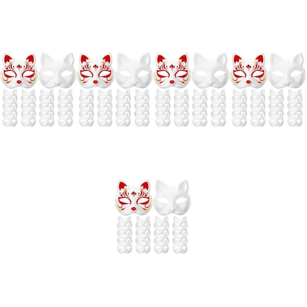 SOLUSTRE 100 Pièces Masques en Papier Blanc pour Loisirs Créatifs, Forme Chat, Diy, Matériau Papier, pour Halloween et Célébrations Festives